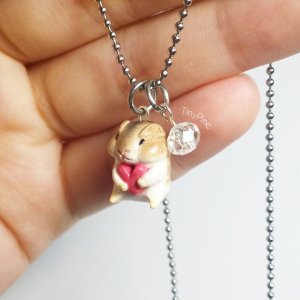 Mini Hamster Necklace with Crystal Glass Bead Cute Small Hamster: RM113.72